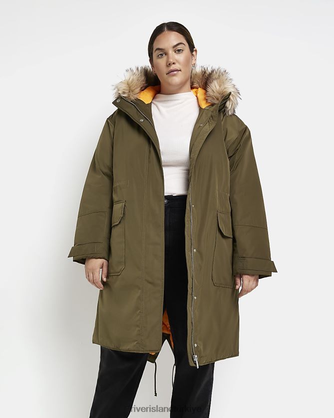giyim TR River Island kad nlar art suni kurk kapu onlu parka ceket haki H20DTL5169 H20DTL5169 Her duruma uygun Turkiye River Island elbise River Island daki mukemmel gard rop parcalar n ke fedin
